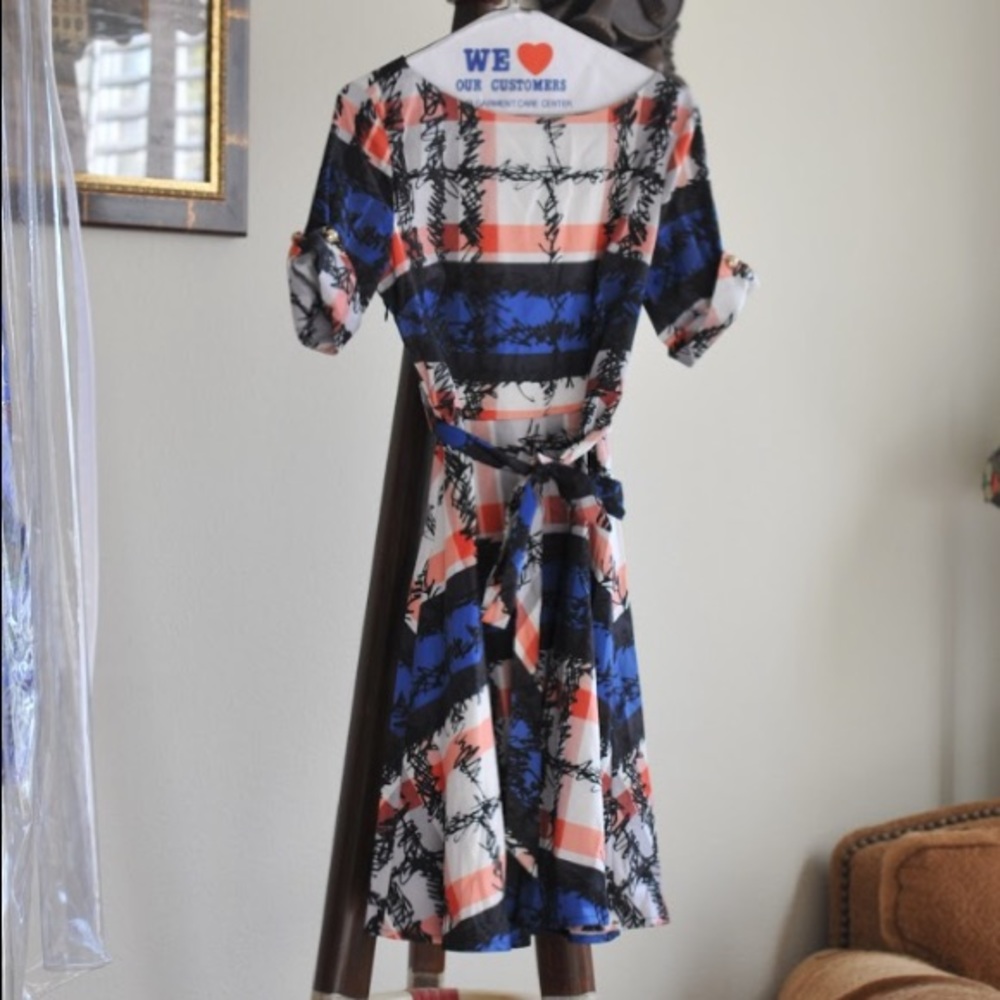 Blue and red plaid dress